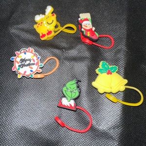 Set of 5 Christmas water bottle straw covers